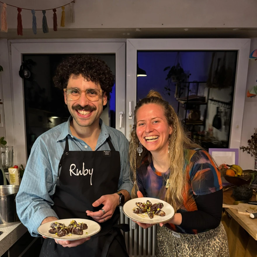 Hosts in kitchen